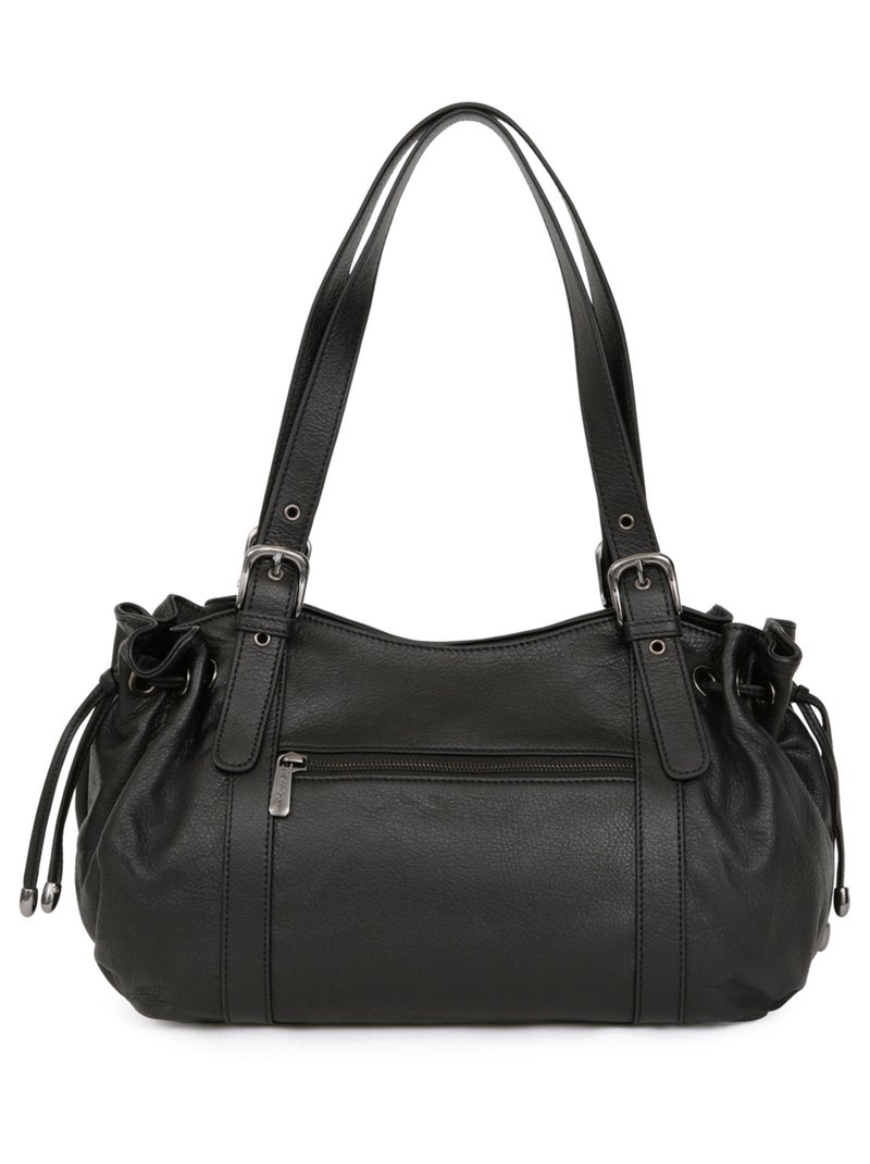 Sac porté épaule 2 anses  Cuir SAUVAGE Noir - Kiabi