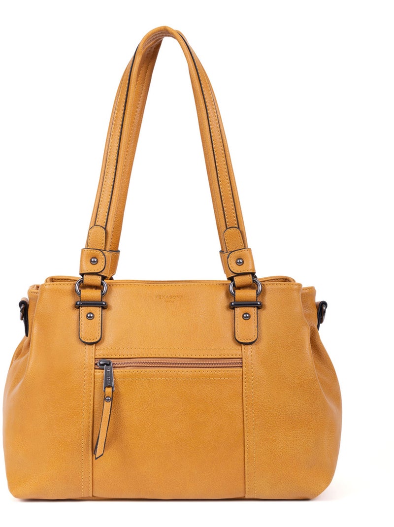 Sac porté épaule 2 anses GRACIEUSE Jaune moutarde - Kiabi