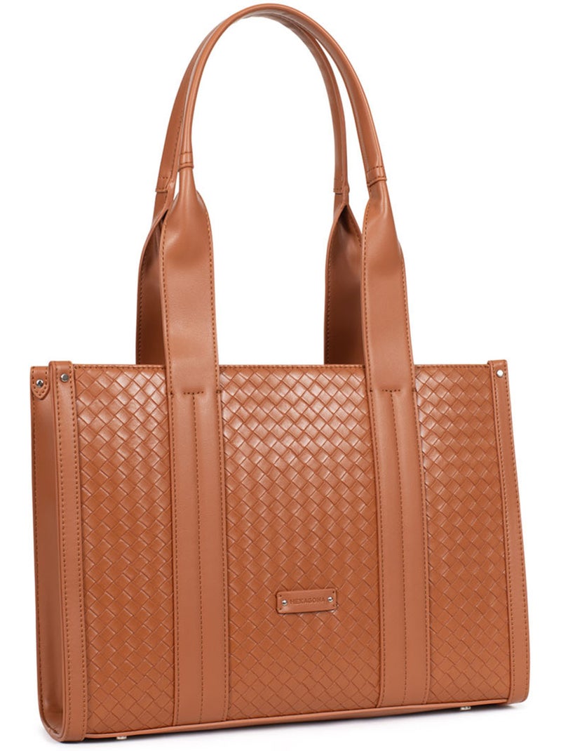 Sac porté épaule 2 anses nila hexagona Marron caramel - Kiabi