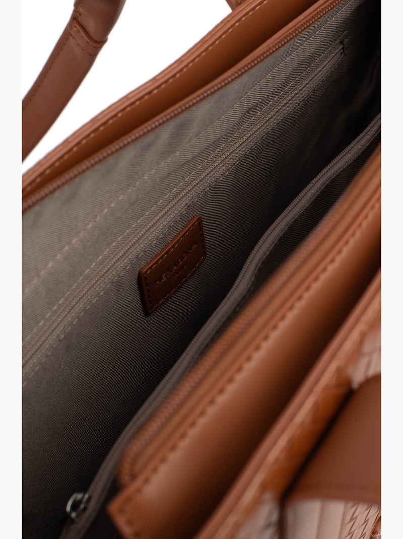 Sac porté épaule 2 anses nila hexagona Marron caramel - Kiabi