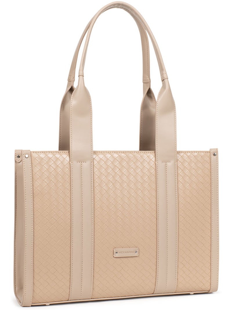 Sac porté épaule 2 anses nila hexagona Taupe - Kiabi