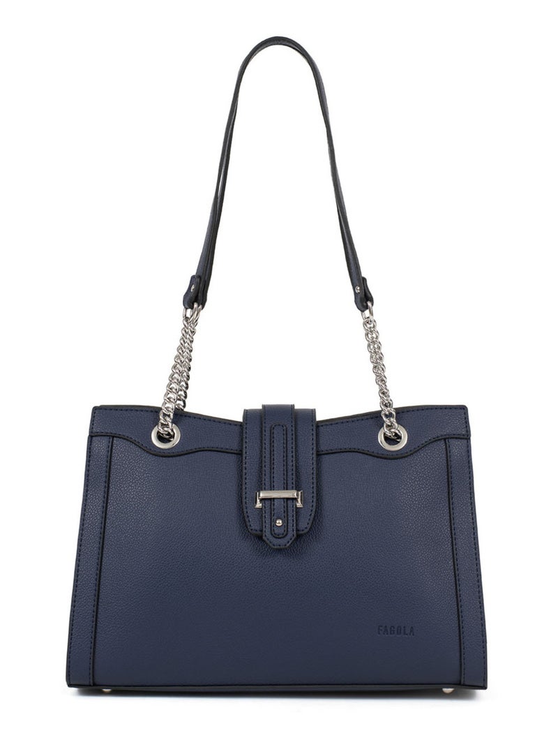 Sac porté épaule 2 anses Stella Femme Bleu marine - Kiabi