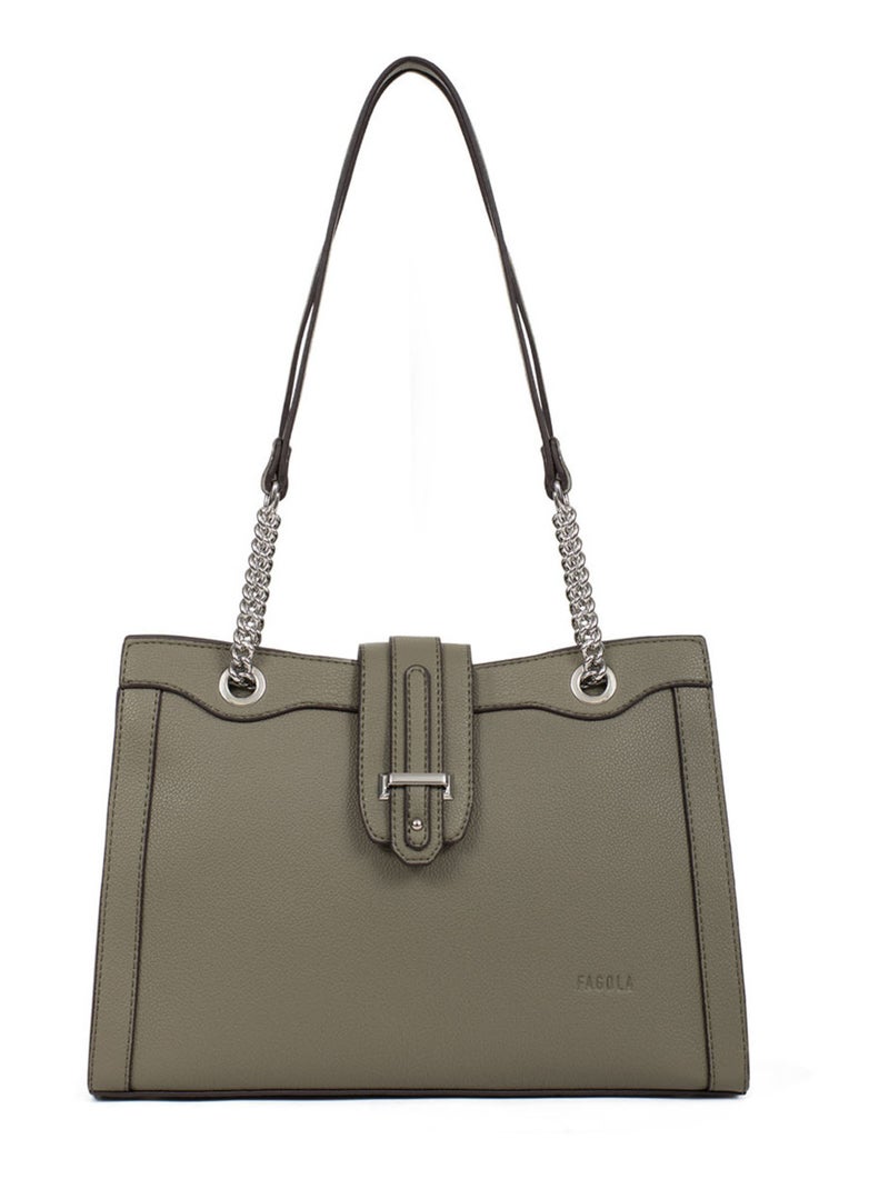 Sac porté épaule 2 anses Stella Femme Kaki - Kiabi