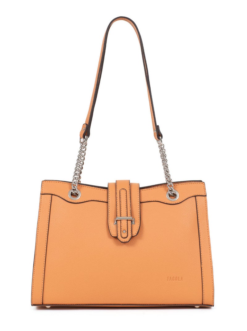 Sac porté épaule 2 anses Stella Femme Saumon - Kiabi