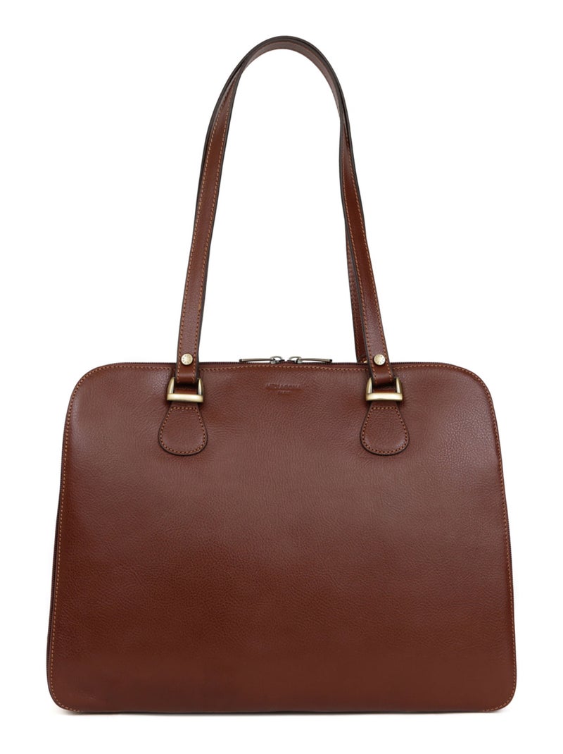 Sac porté épaule 2 anses  Tablette & A4  Cuir RÉPUBLIQUE Marron - Kiabi