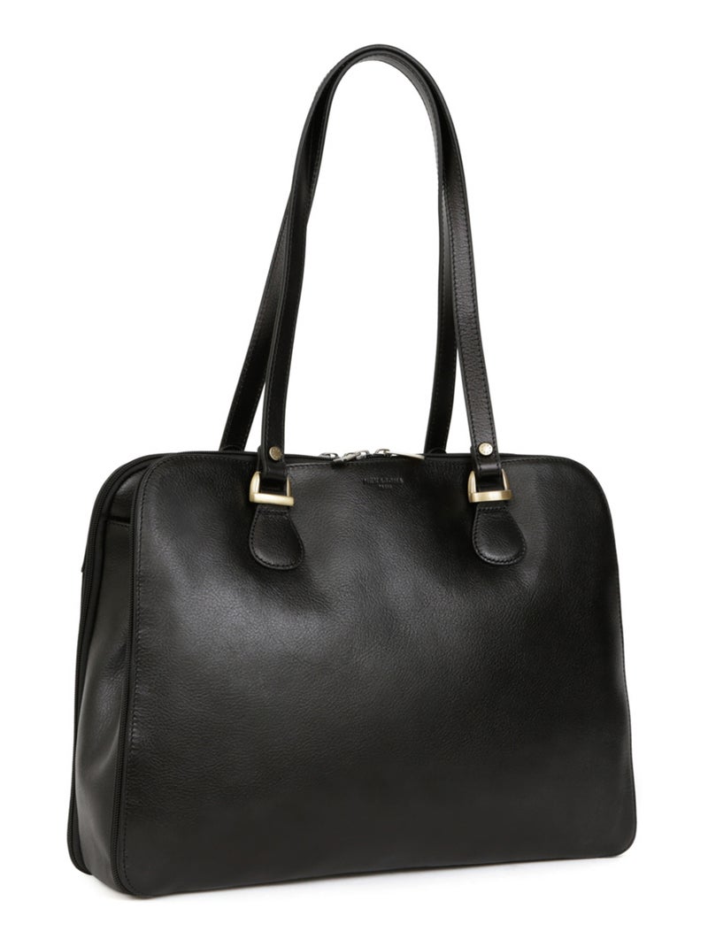 Sac porté épaule 2 anses  Tablette & A4  Cuir RÉPUBLIQUE Noir - Kiabi