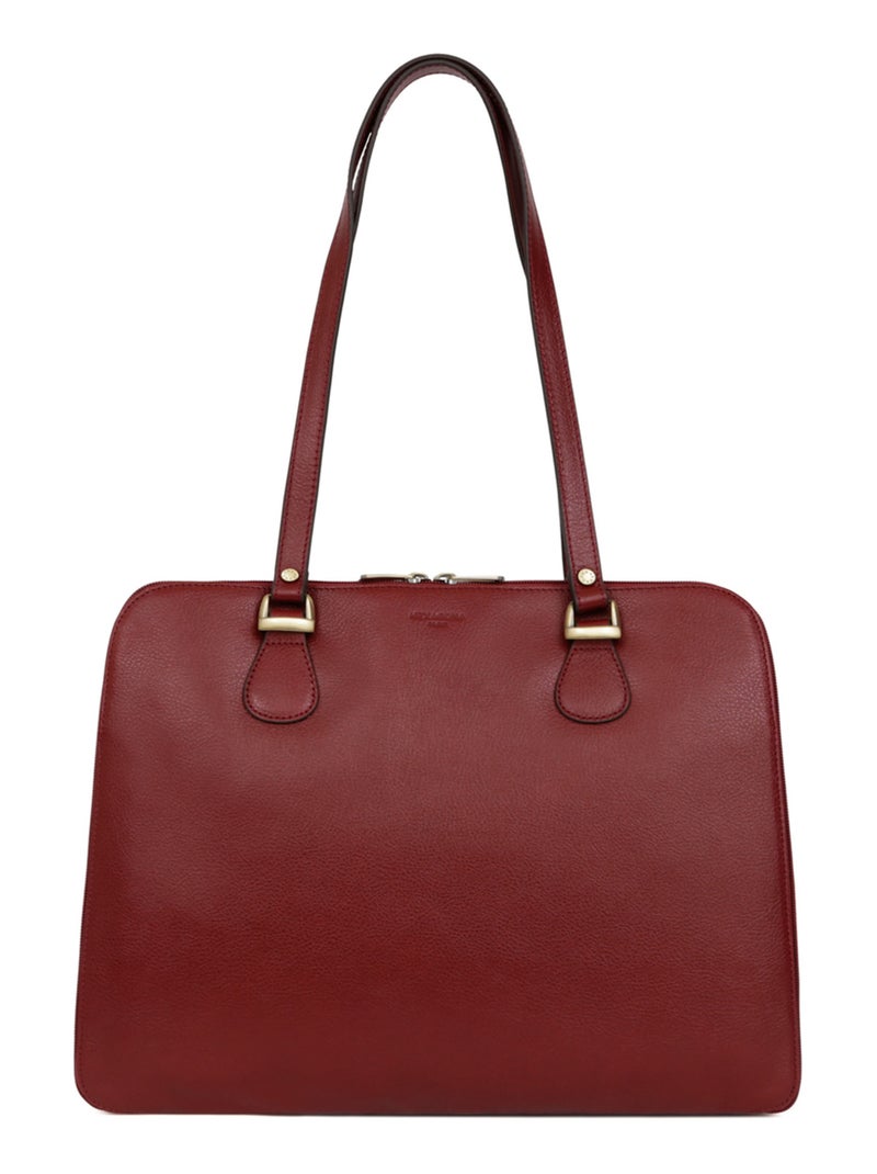 Sac porté épaule 2 anses  Tablette & A4  Cuir RÉPUBLIQUE Rouge carmin - Kiabi