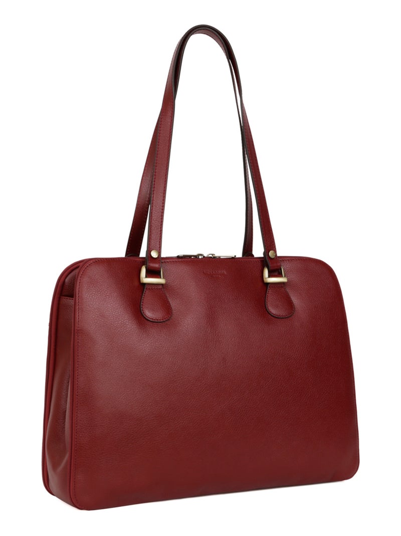 Sac porté épaule 2 anses  Tablette & A4  Cuir RÉPUBLIQUE Rouge carmin - Kiabi