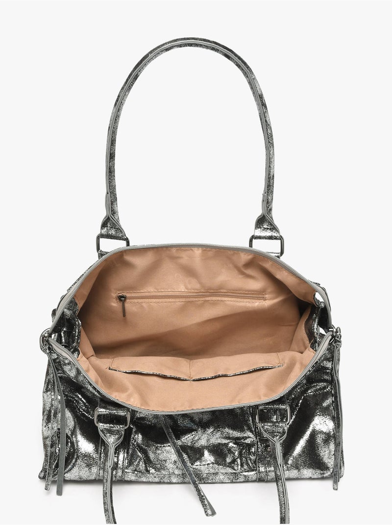 Sac porté épaule a4 format a4 gallantry toile enduite Argent - Kiabi