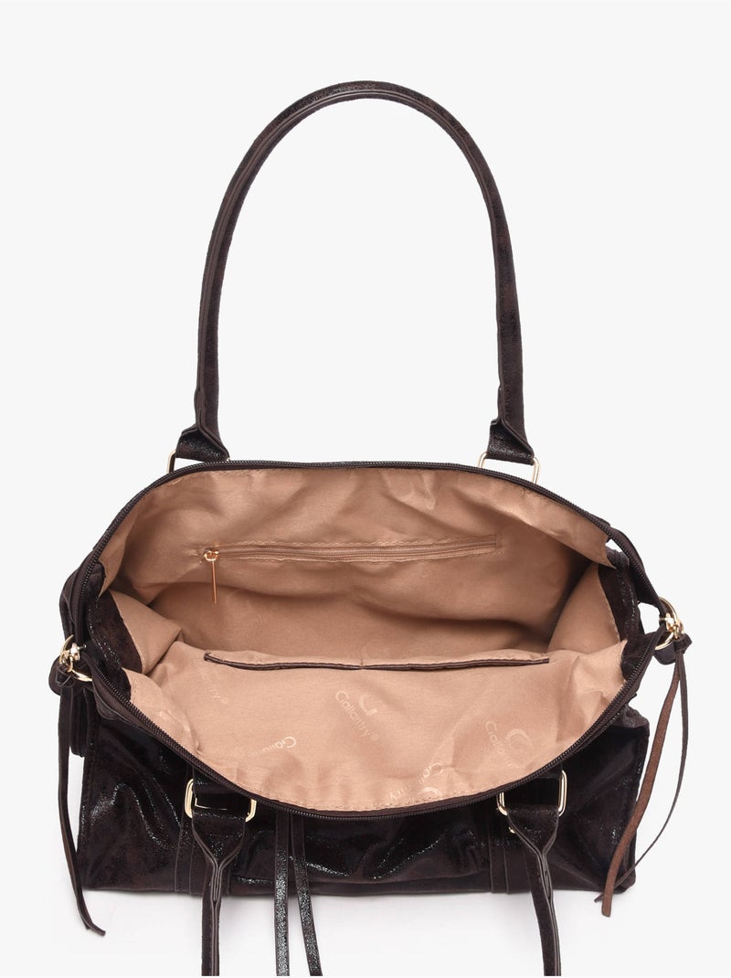 Sac porté épaule a4 format a4 gallantry toile enduite Marron caramel - Kiabi