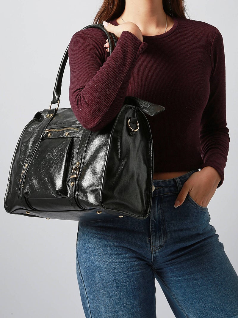 Sac Porté Épaule A4 Format A4 Gallantry Toile Enduite Noir - Kiabi