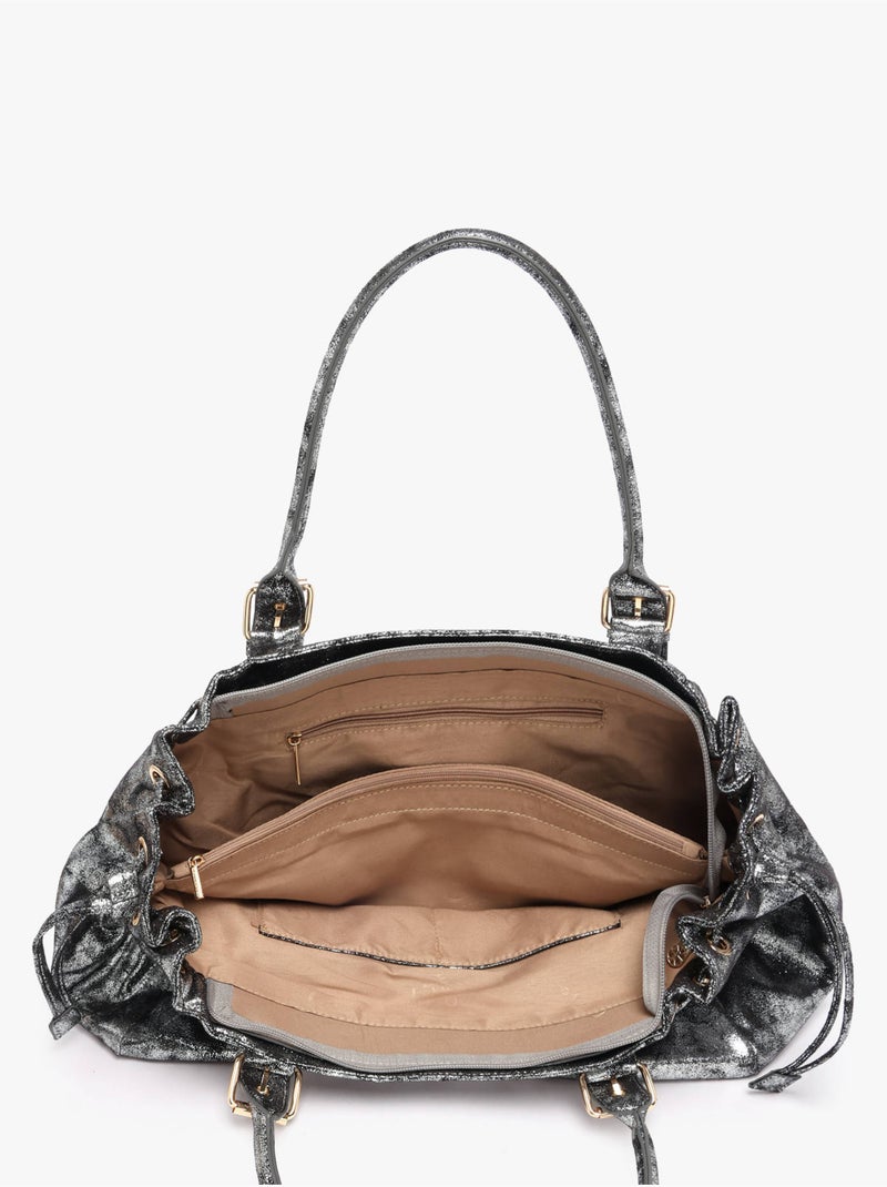 Sac porté épaule a4 lace gallantry toile enduite Argenté - Kiabi