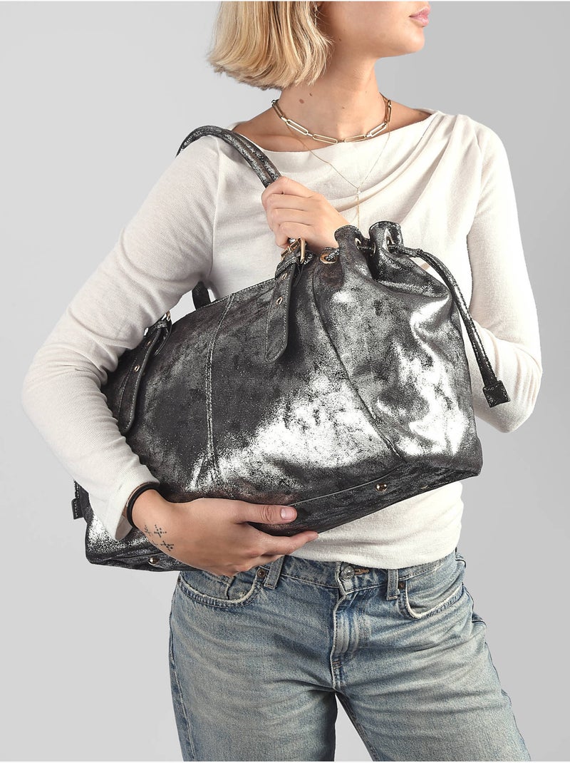 Sac porté épaule a4 lace gallantry toile enduite Argenté - Kiabi