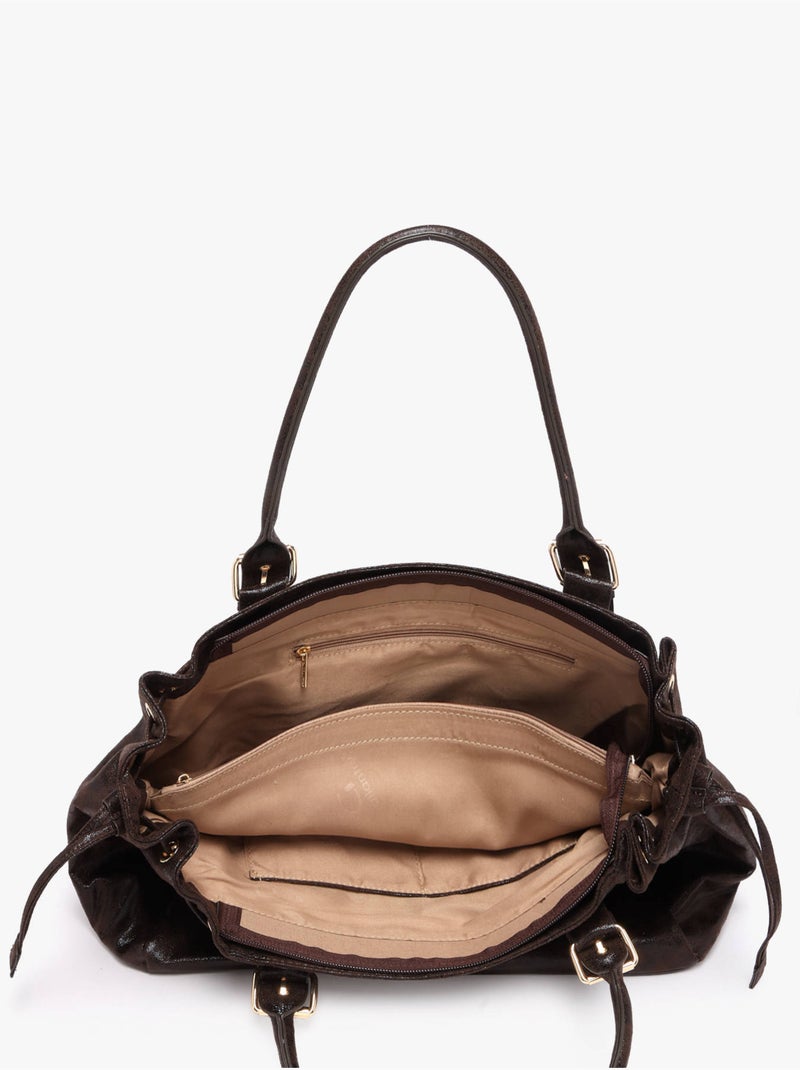 Sac porté épaule a4 lace gallantry toile enduite Marron caramel - Kiabi