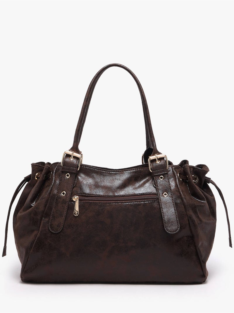 Sac porté épaule a4 lace gallantry toile enduite Marron caramel - Kiabi