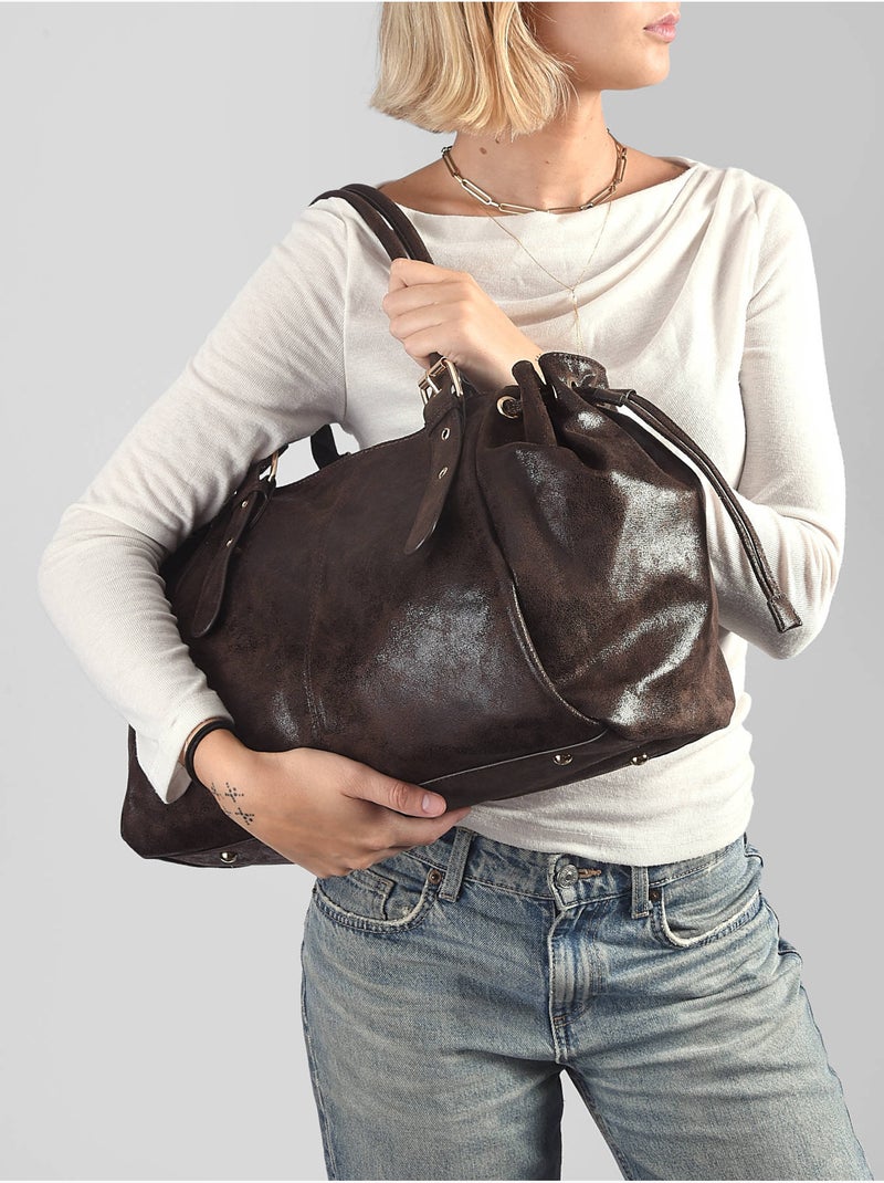Sac porté épaule a4 lace gallantry toile enduite Marron caramel - Kiabi