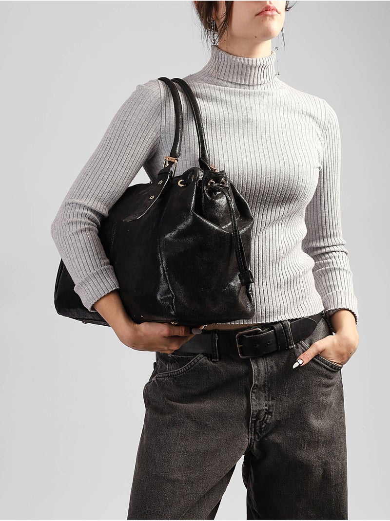 Sac porté épaule a4 lace gallantry toile enduite Noir - Kiabi