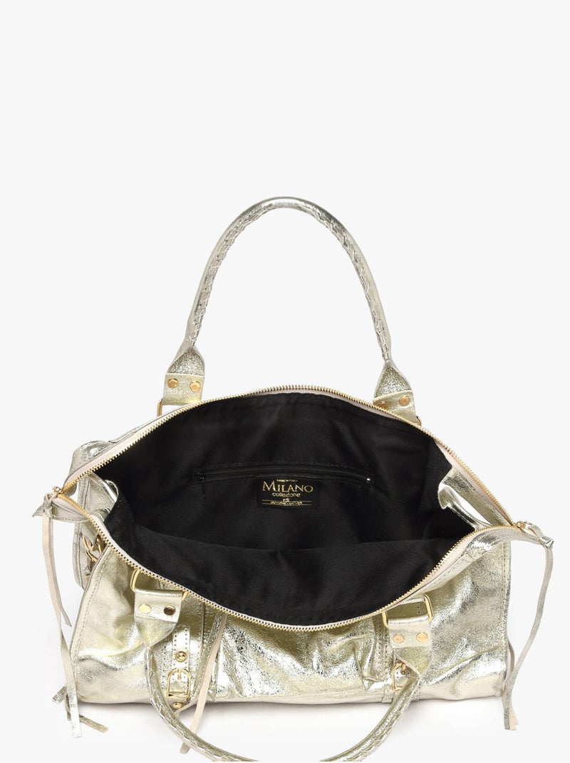 Sac porté épaule a4 nine cuir milano cuir de vachette Gris Argenté Gris - Kiabi