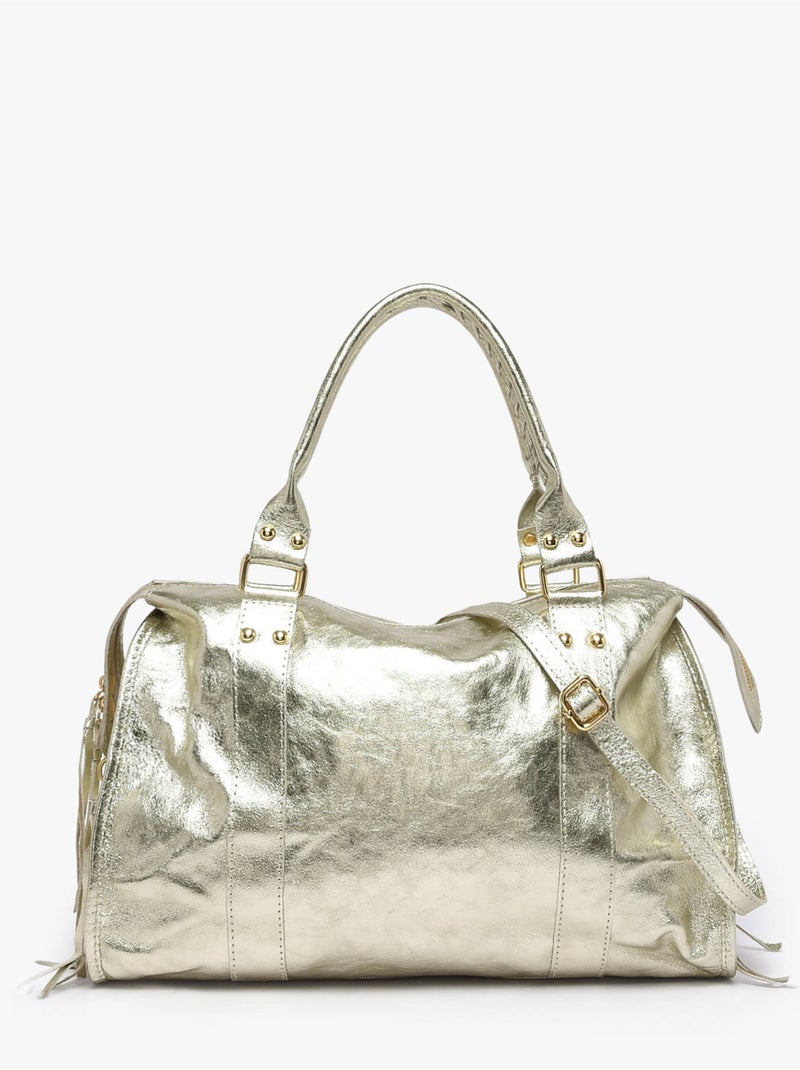 Sac porté épaule a4 nine cuir milano cuir de vachette Gris Argenté Gris - Kiabi