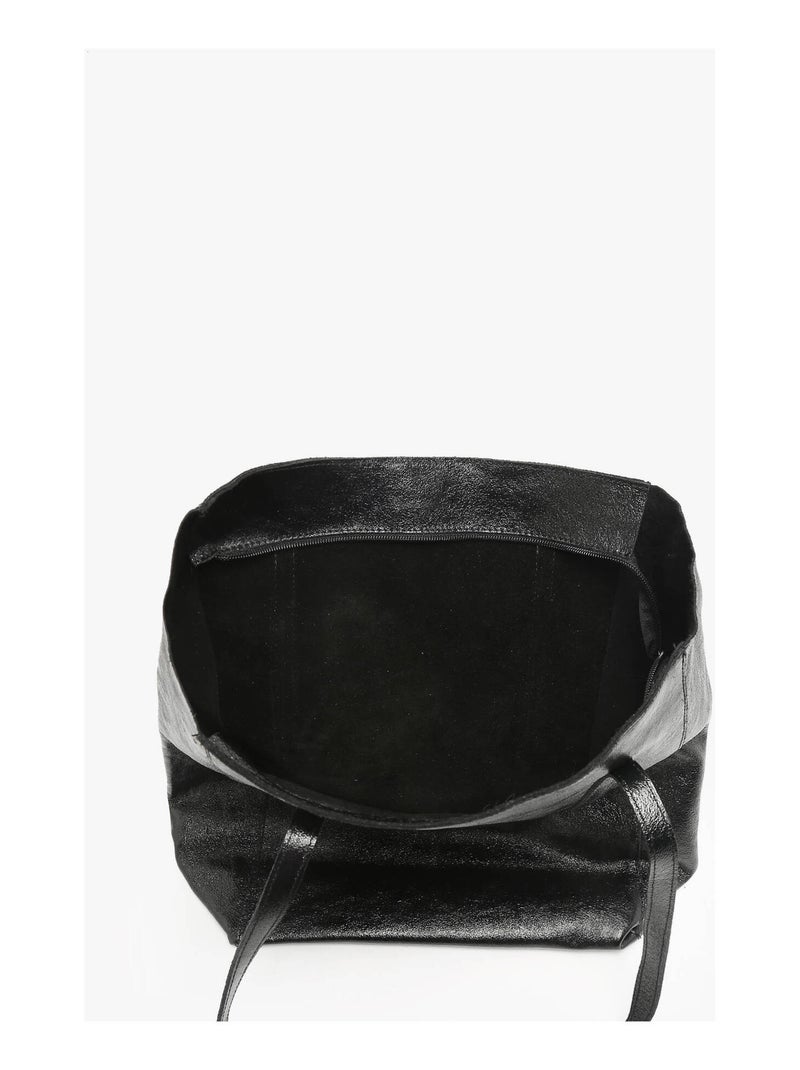 Sac Porté Épaule A4 Nine Cuir Milano Cuir De Vachette Noir Noir - Kiabi