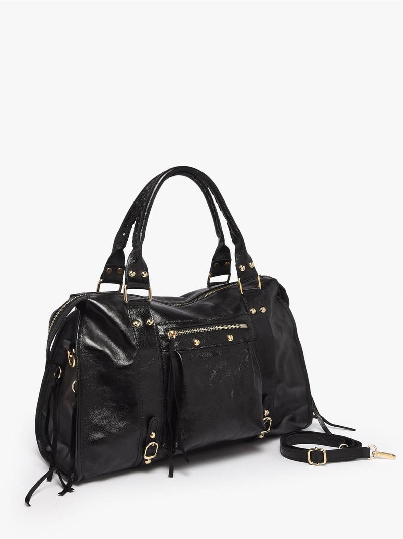 Sac porté épaule a4 nine cuir milano cuir de vachette Noir Noir - Kiabi