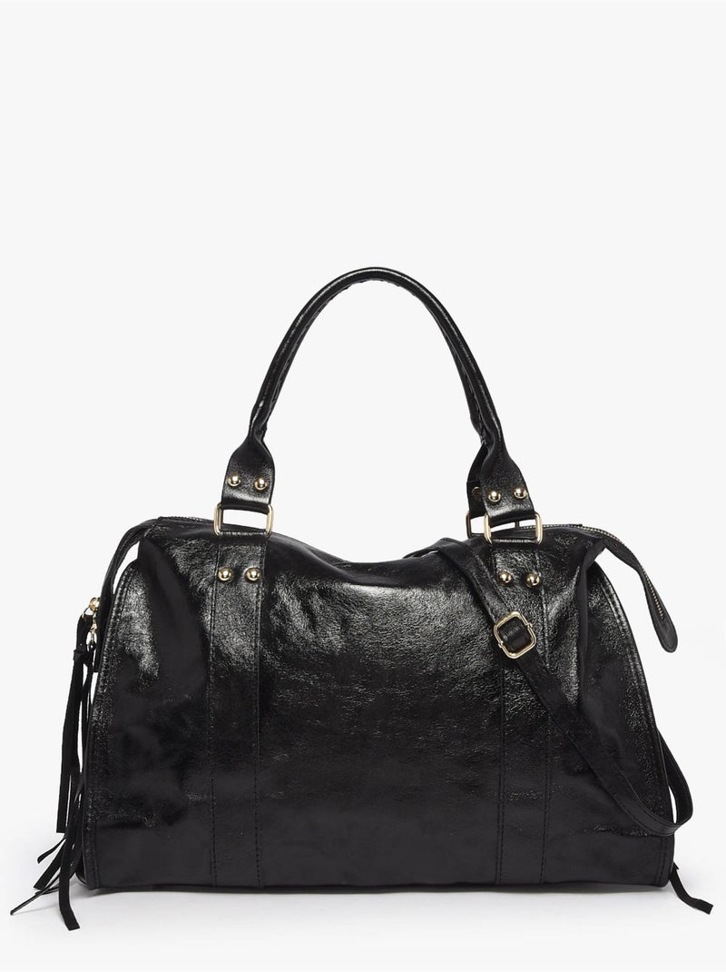 Sac porté épaule a4 nine cuir milano cuir de vachette Noir Noir - Kiabi