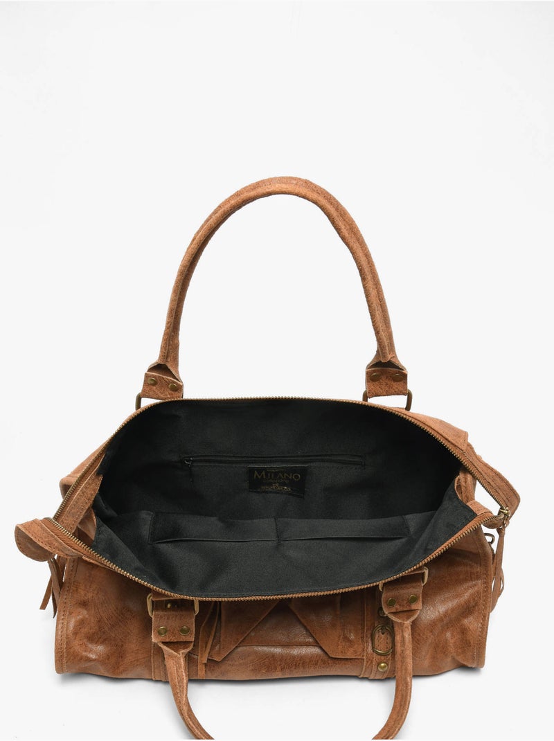 Sac porté épaule a4 spazzolato cuir milano cuir de vachette Marron tabac - Kiabi