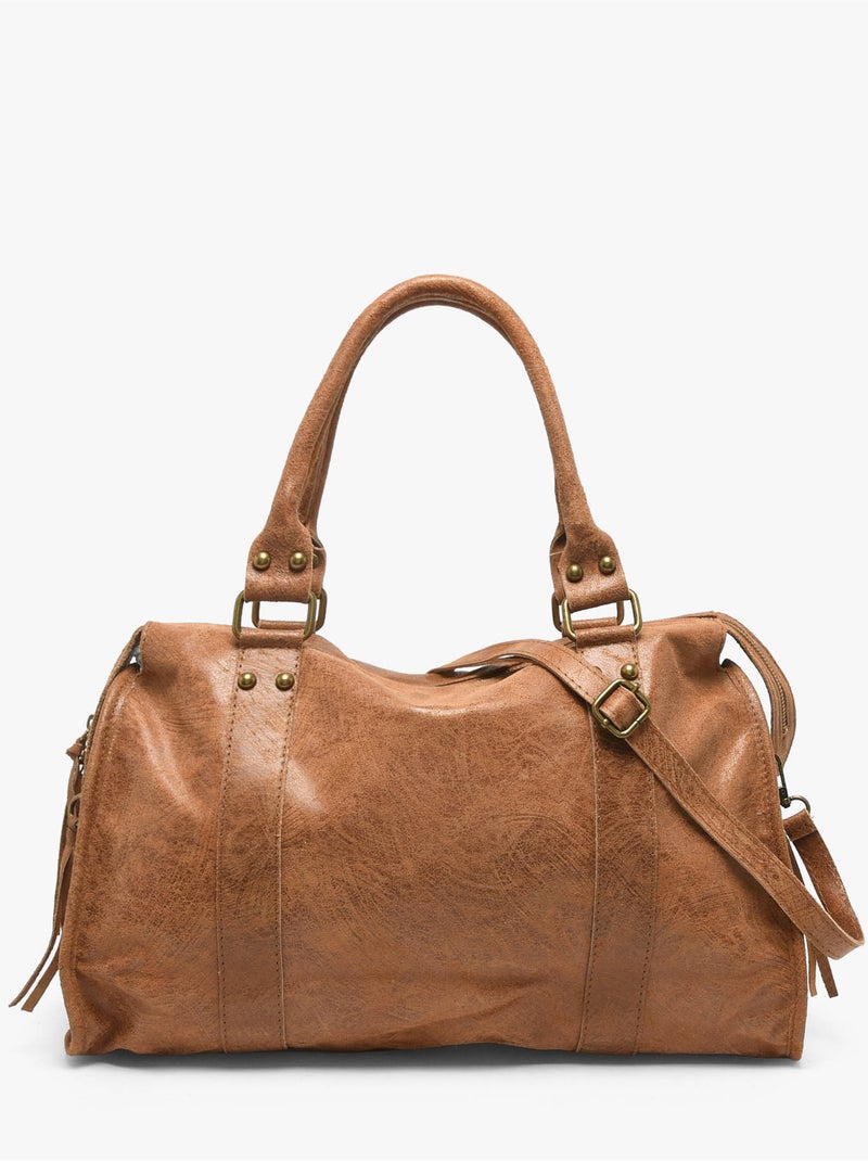 Sac porté épaule a4 spazzolato cuir milano cuir de vachette Marron tabac - Kiabi