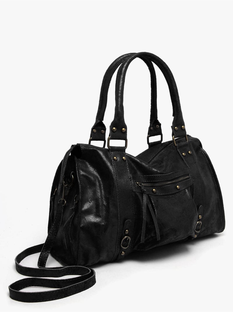 Sac porté épaule a4 spazzolato cuir milano cuir de vachette Noir Noir - Kiabi