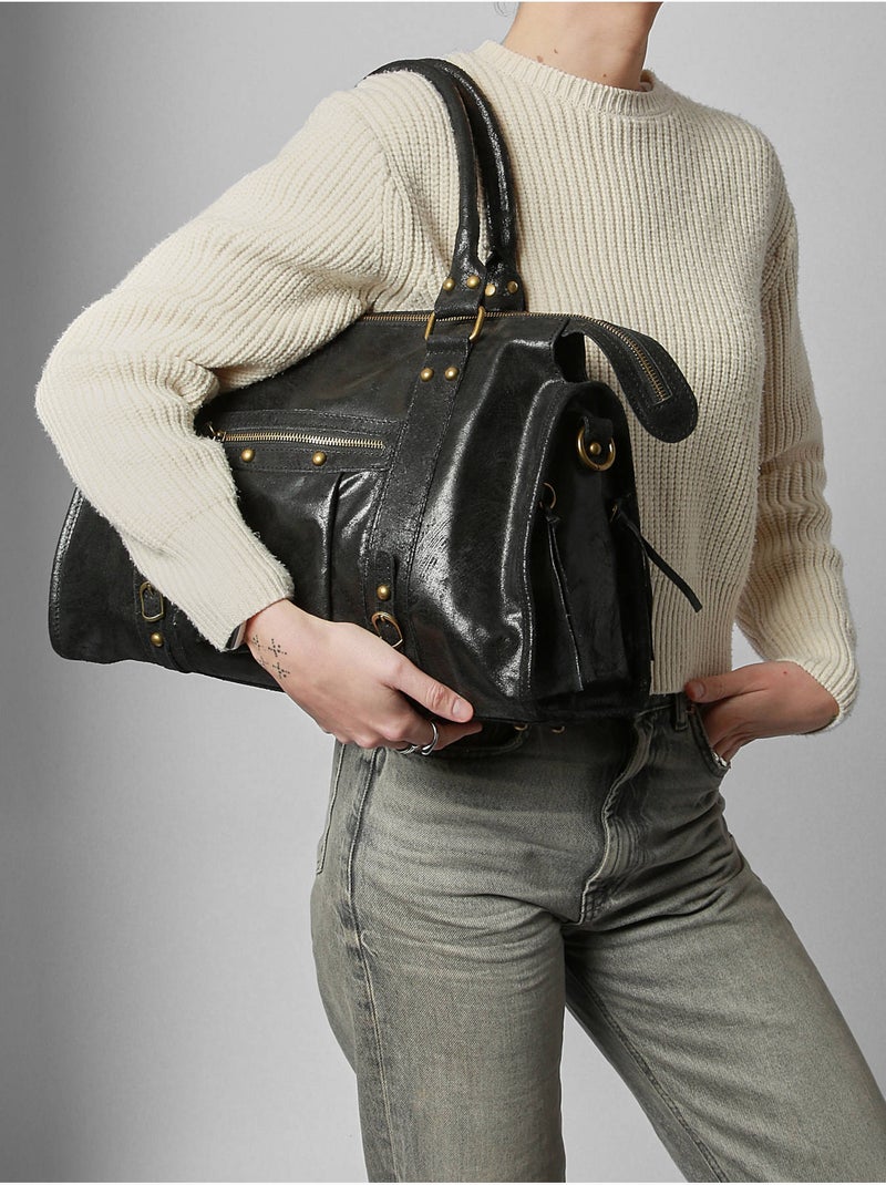 Sac porté épaule a4 spazzolato cuir milano cuir de vachette Noir Noir - Kiabi