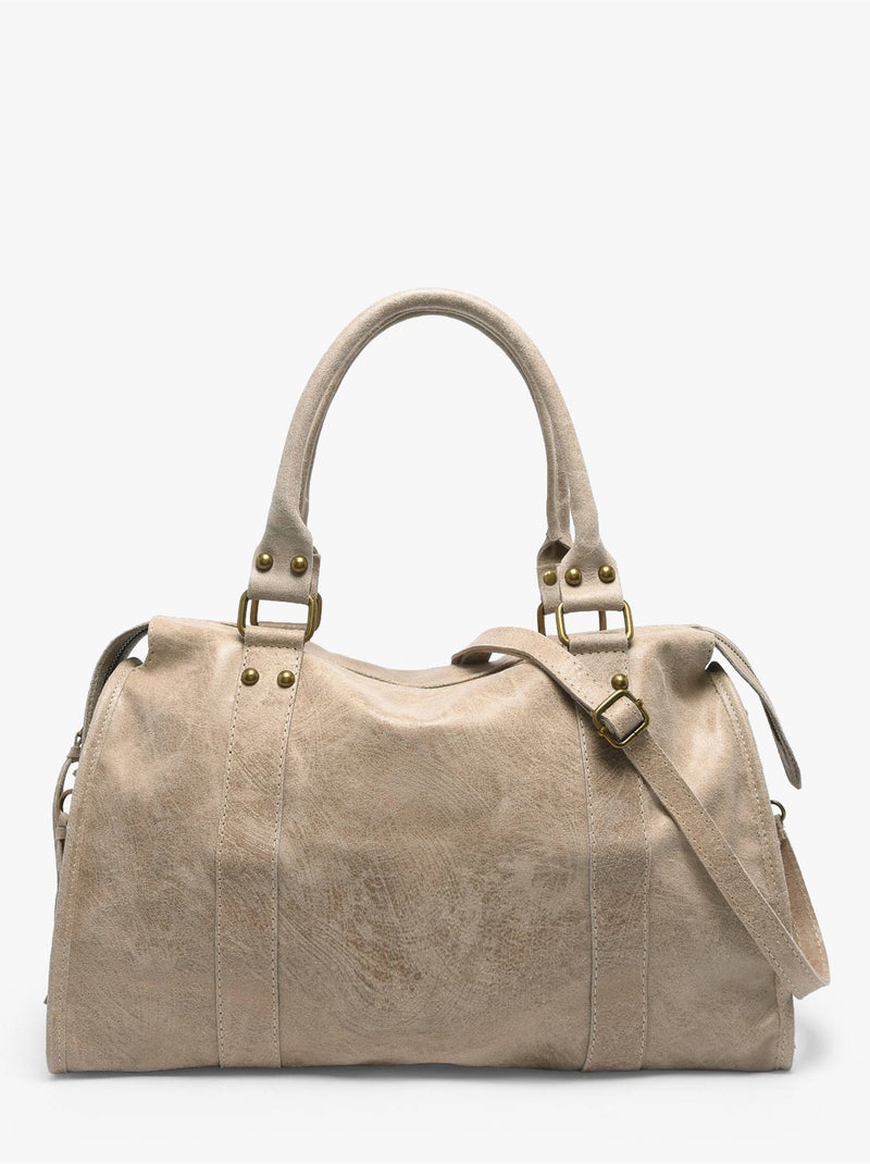 Sac porté épaule a4 spazzolato cuir milano cuir de vachette Taupe - Kiabi