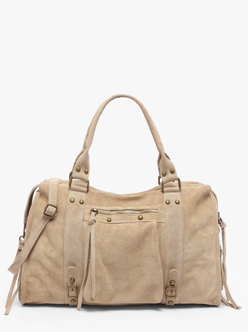 Sac Porté Épaule A4 Velvet Cuir Milano Cuir De Vachette Beige - Kiabi