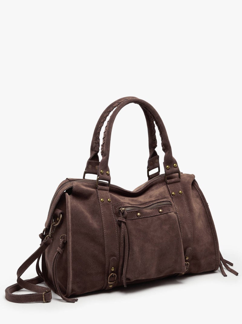 Sac Porté Épaule A4 Velvet Cuir Milano Cuir De Vachette Marron foncé - Kiabi