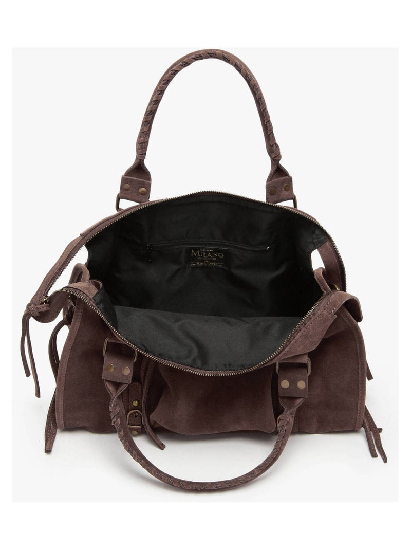 Sac Porté Épaule A4 Velvet Cuir Milano Cuir De Vachette Marron foncé - Kiabi
