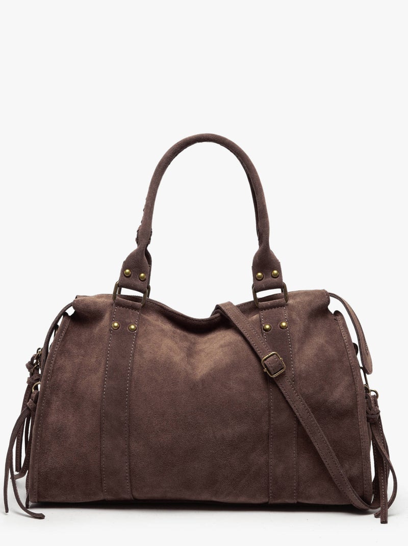 Sac Porté Épaule A4 Velvet Cuir Milano Cuir De Vachette Marron foncé - Kiabi
