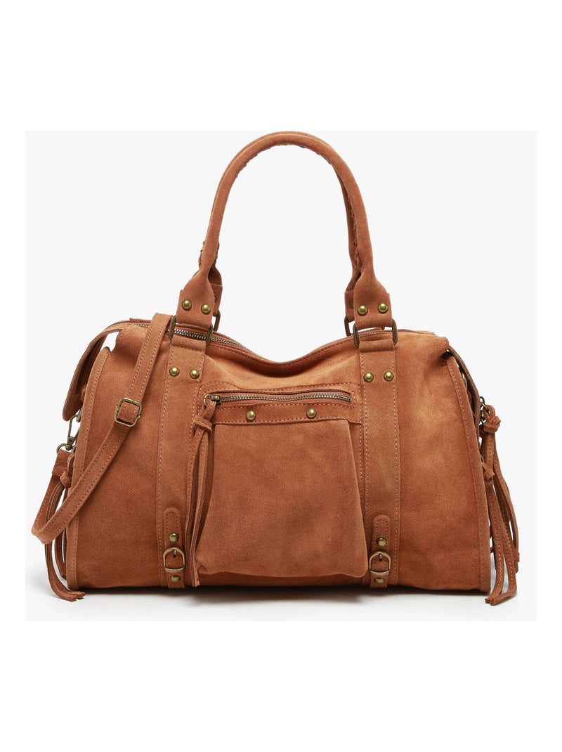 Sac Porté Épaule A4 Velvet Cuir Milano Cuir De Vachette Marron tabac - Kiabi