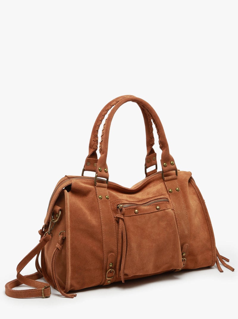 Sac Porté Épaule A4 Velvet Cuir Milano Cuir De Vachette Marron tabac - Kiabi