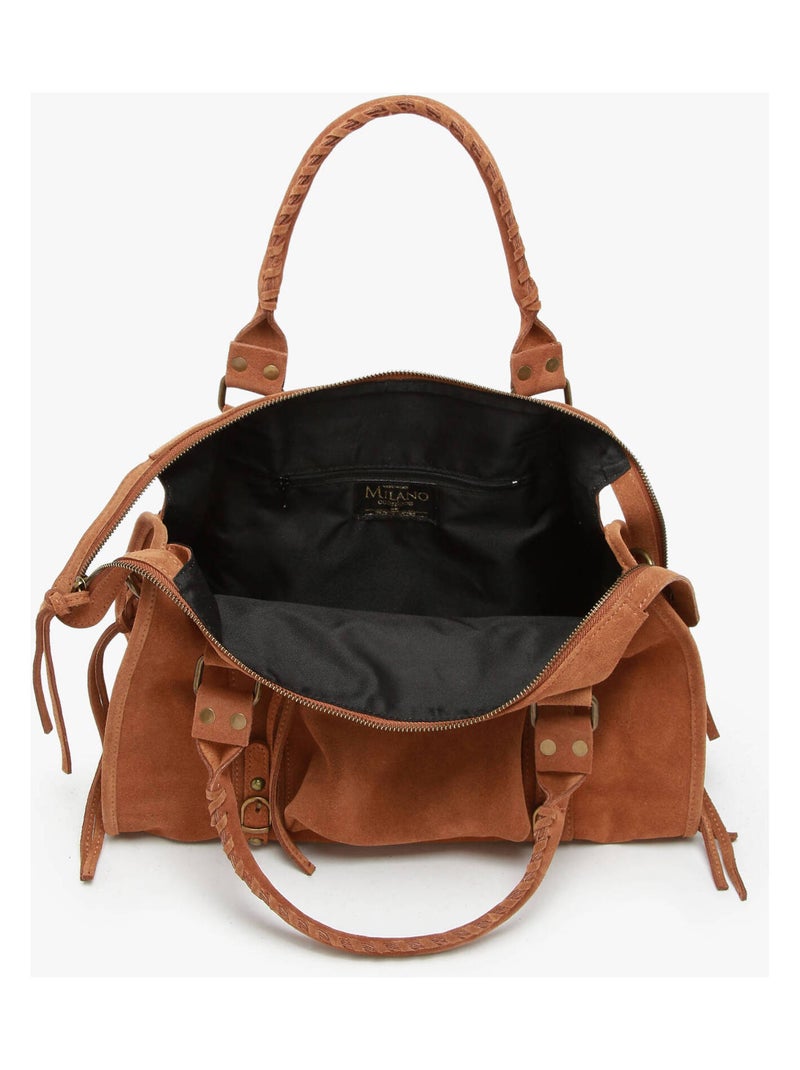 Sac Porté Épaule A4 Velvet Cuir Milano Cuir De Vachette Marron tabac - Kiabi