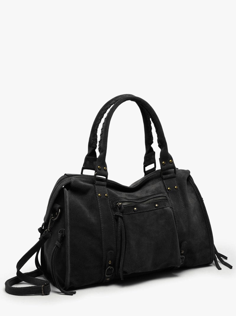 Sac Porté Épaule A4 Velvet Cuir Milano Cuir De Vachette Noir Noir - Kiabi