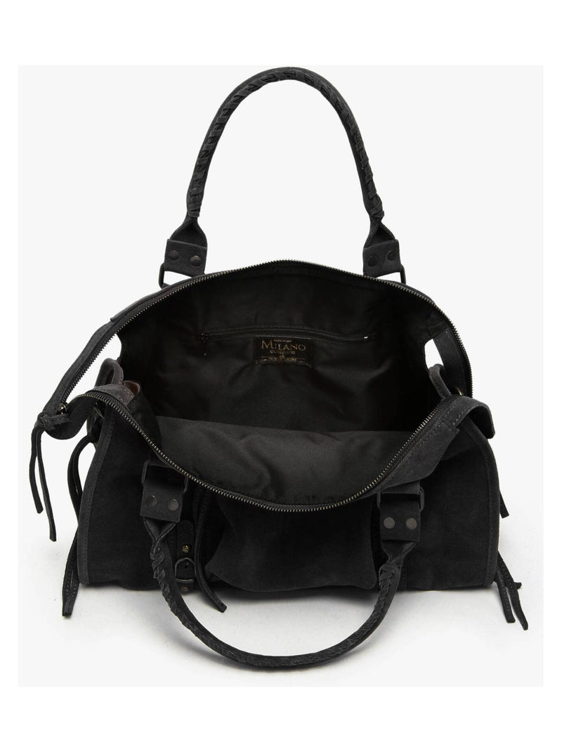 Sac Porté Épaule A4 Velvet Cuir Milano Cuir De Vachette Noir Noir - Kiabi