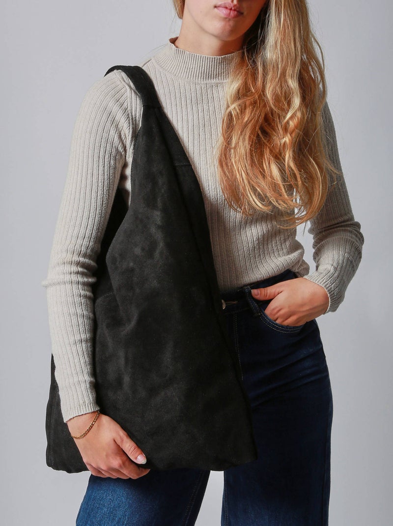 Sac Porté Épaule A4 Velvet Cuir Milano Cuir De Vachette Noir Noir - Kiabi