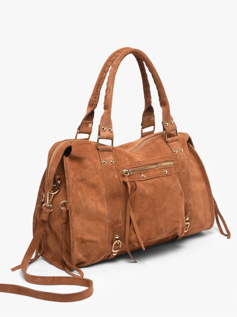 Sac porté épaule a4 velvet milano cuir de vachette Marron tabac - Kiabi