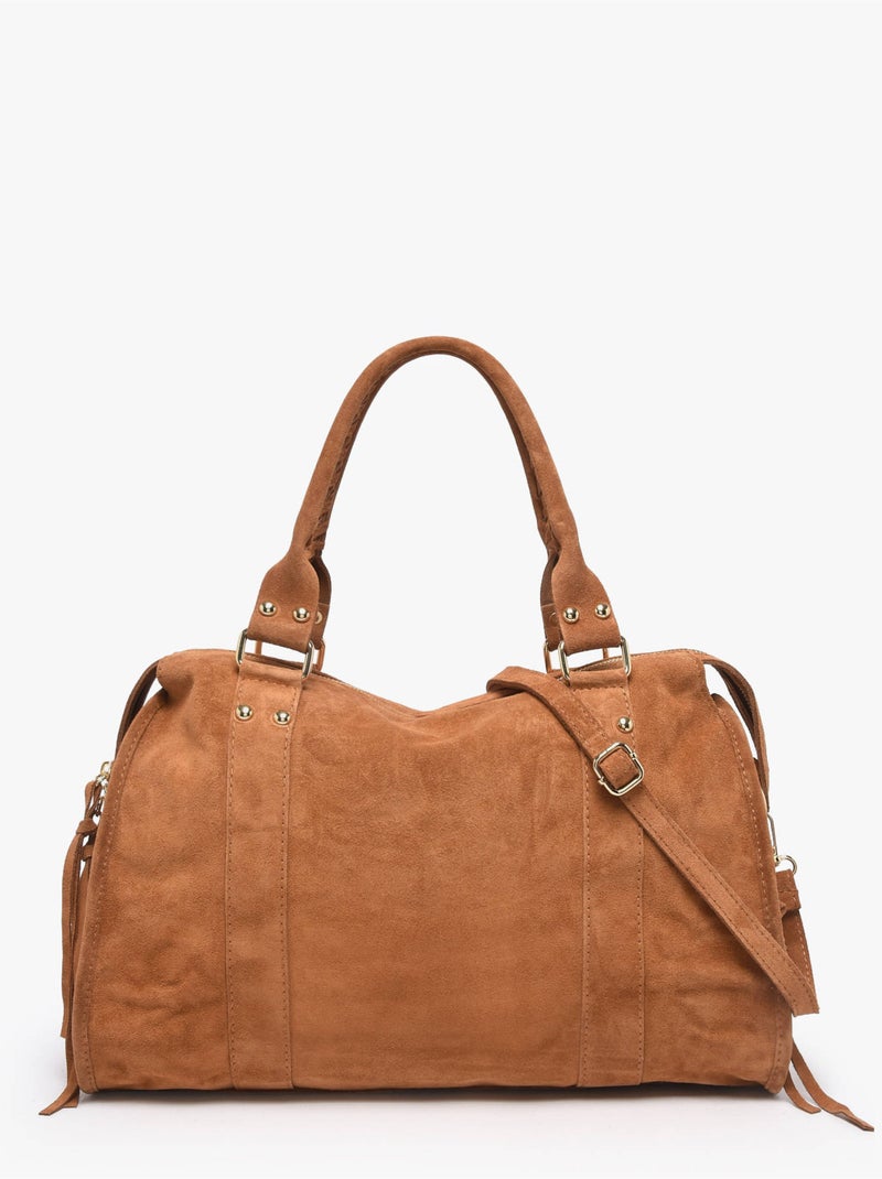 Sac porté épaule a4 velvet milano cuir de vachette Marron tabac - Kiabi