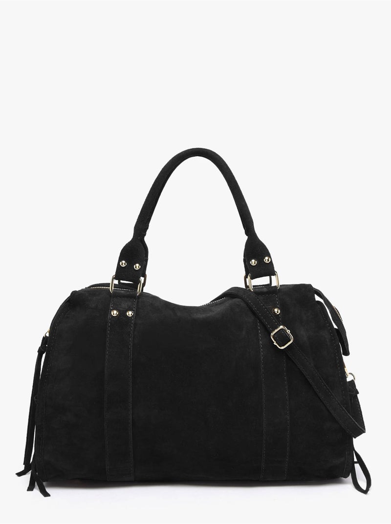 Sac porté épaule a4 velvet milano cuir de vachette Noir Noir - Kiabi