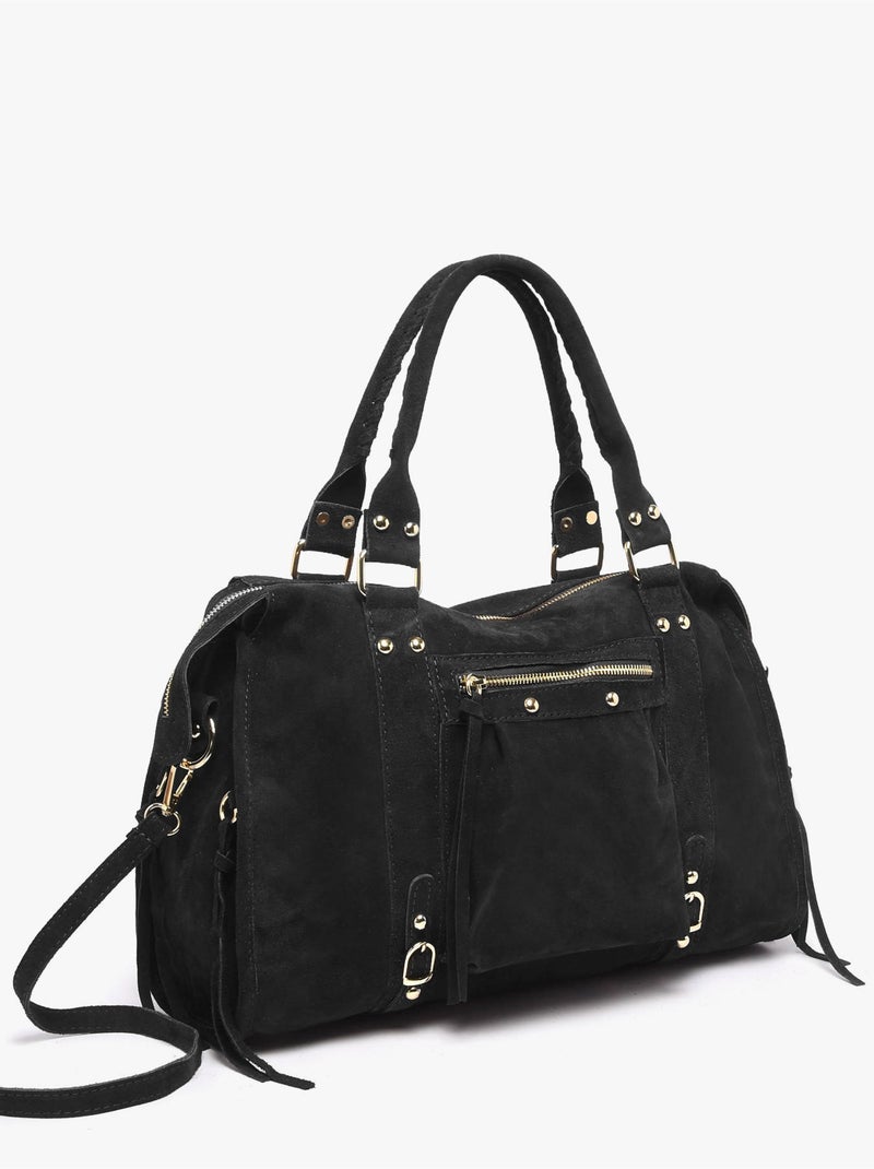Sac porté épaule a4 velvet milano cuir de vachette Noir Noir - Kiabi