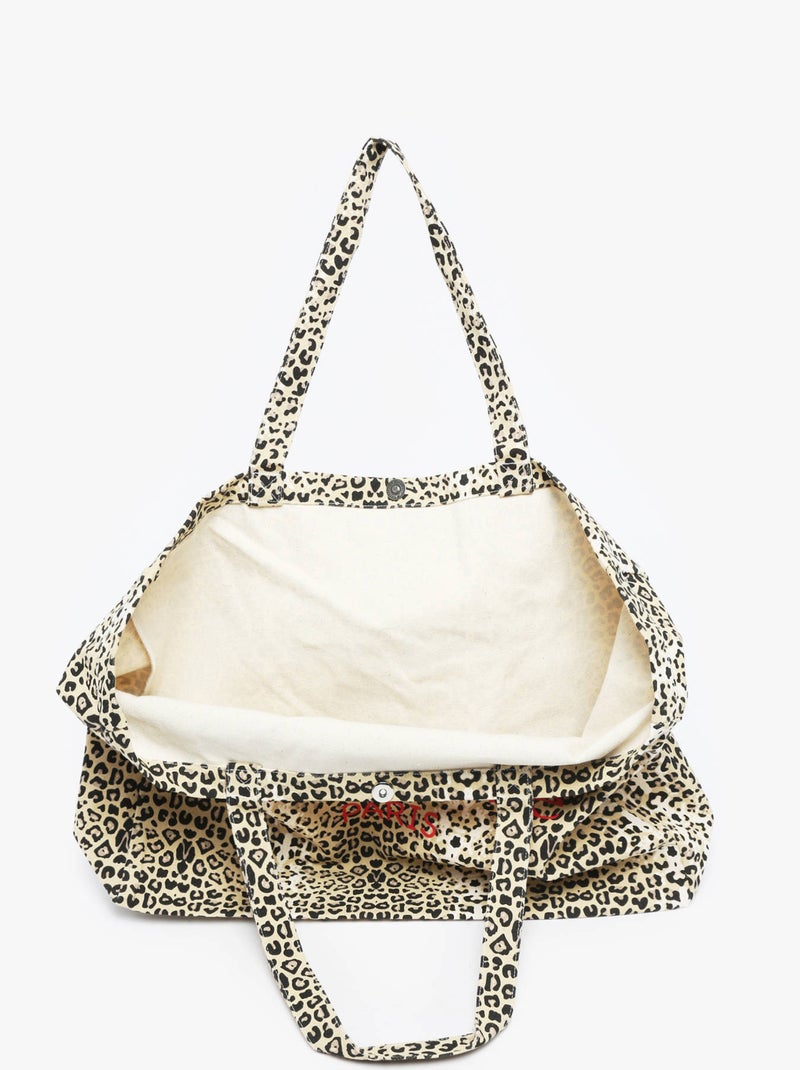 Sac Porté Épaule Cabas Coton Miniprix Coton Melange Beige/Blanc - Kiabi