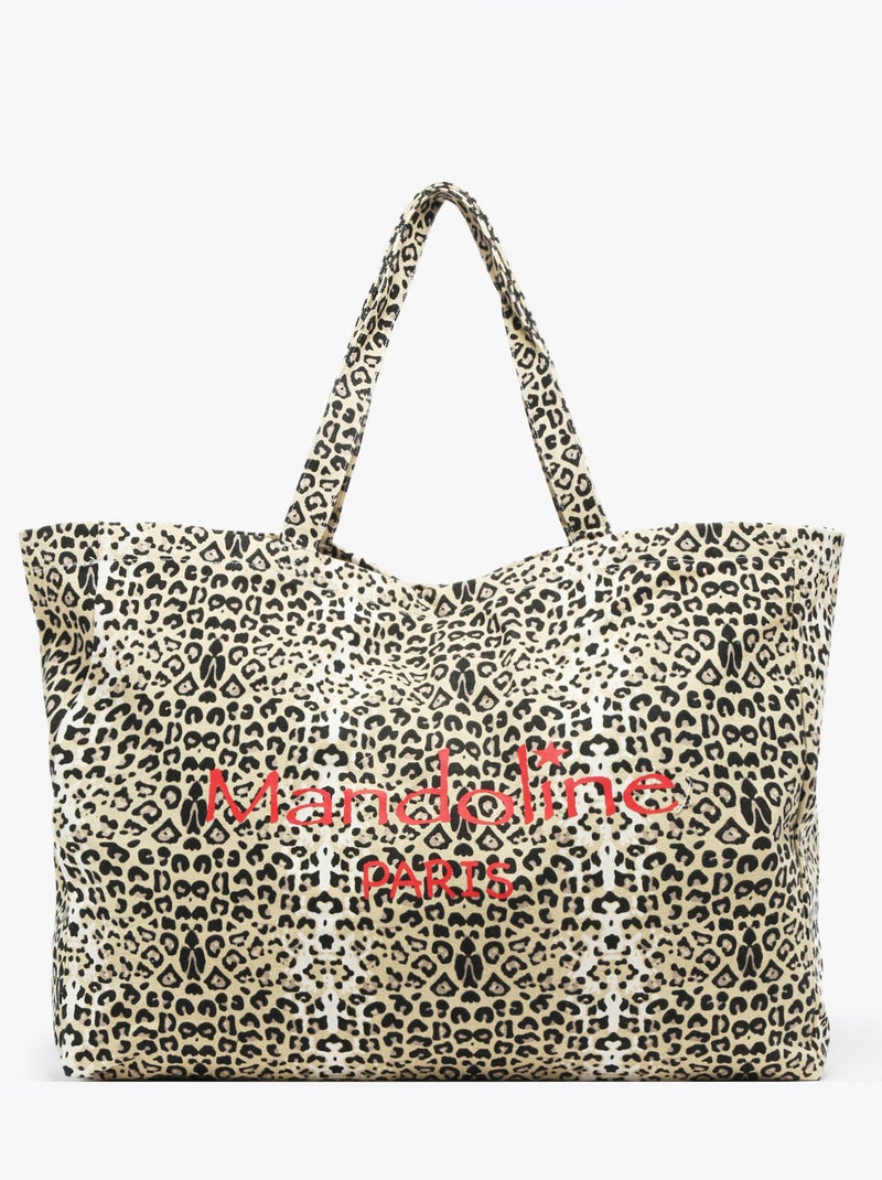 Sac Porté Épaule Cabas Coton Miniprix Coton Melange Beige/Blanc - Kiabi