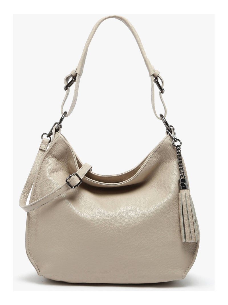 Sac Porté Épaule Caviar Cuir Milano Cuir De Vachette Beige clair - Kiabi