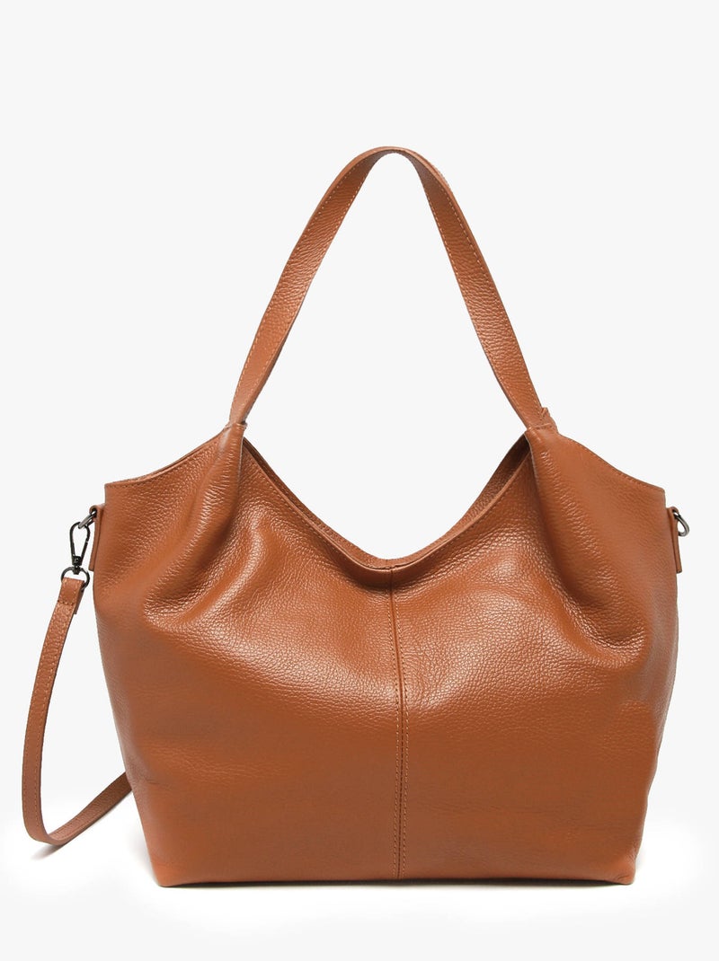 Sac Porté Épaule Caviar Cuir Milano Cuir De Vachette Marron tabac - Kiabi