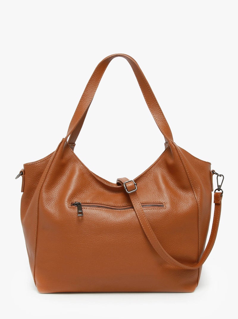 Sac Porté Épaule Caviar Cuir Milano Cuir De Vachette Marron tabac - Kiabi